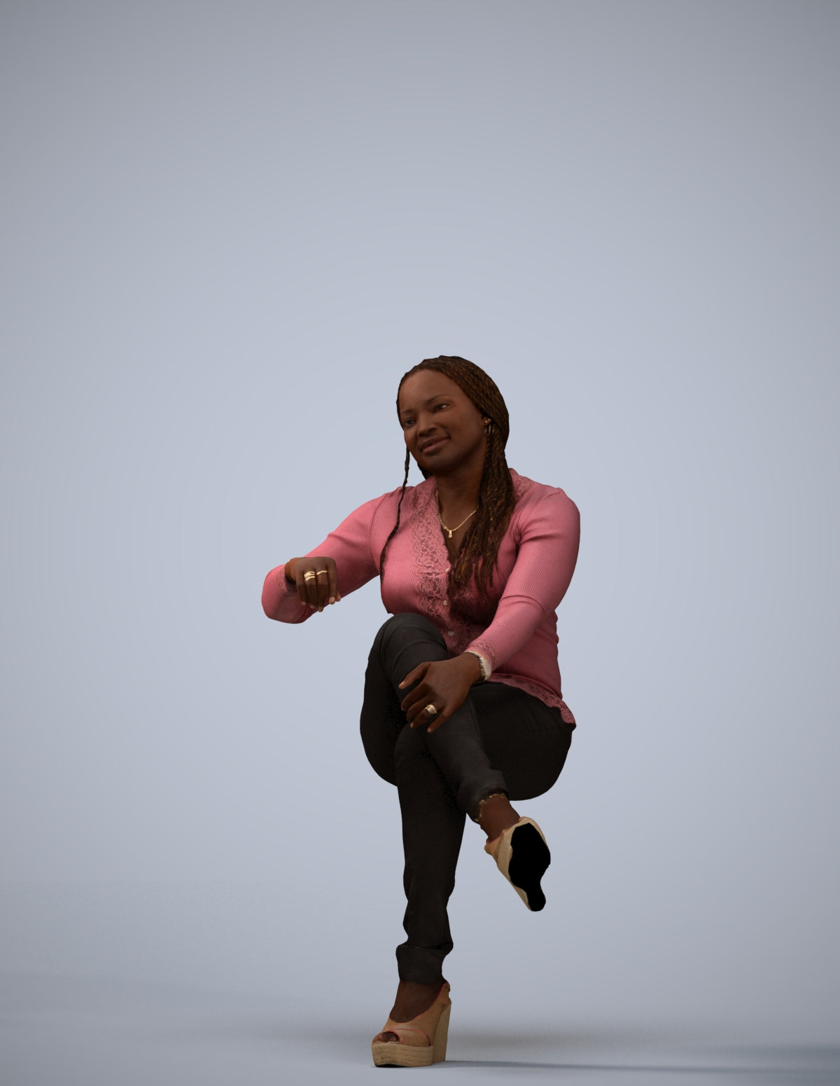 3D people model woman casual sitting, scanned human for 3ds Max rendering