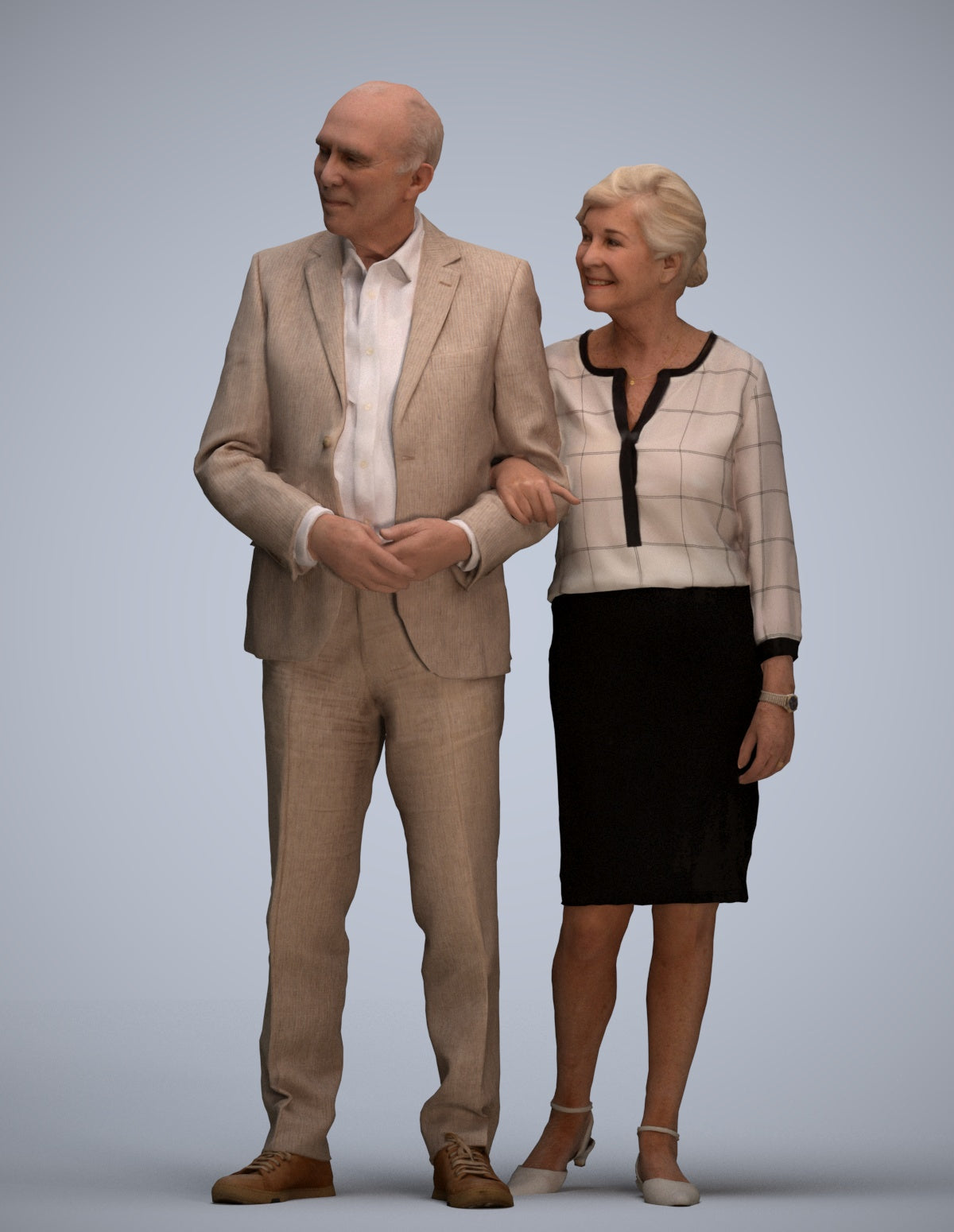 realistic 3D human senior woman business kids, archviz people FBX OBJ for Blender