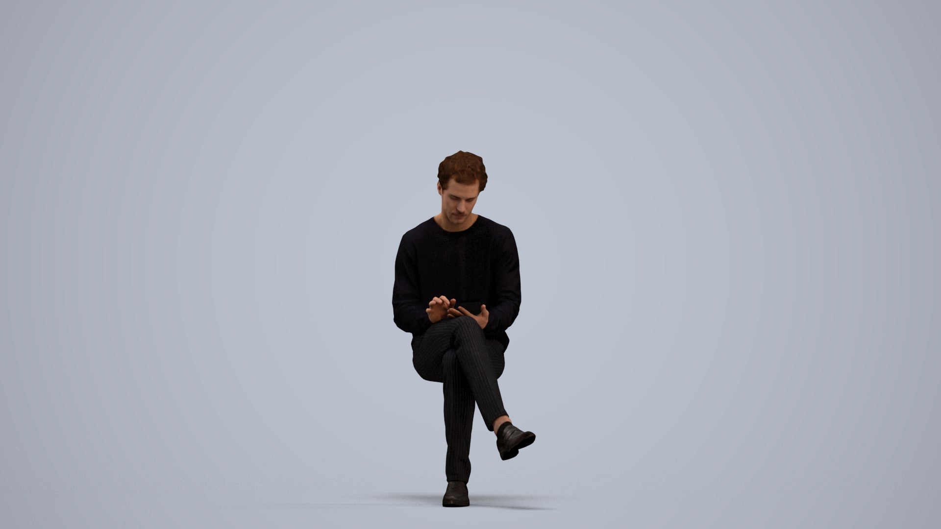 realistic 3D people man casual sitting, render-ready for V-Ray and Corona, FBX OBJ, standing pose render