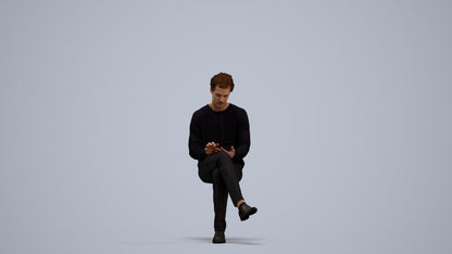 realistic 3D people man casual sitting, render-ready for V-Ray and Corona, FBX OBJ, standing pose render