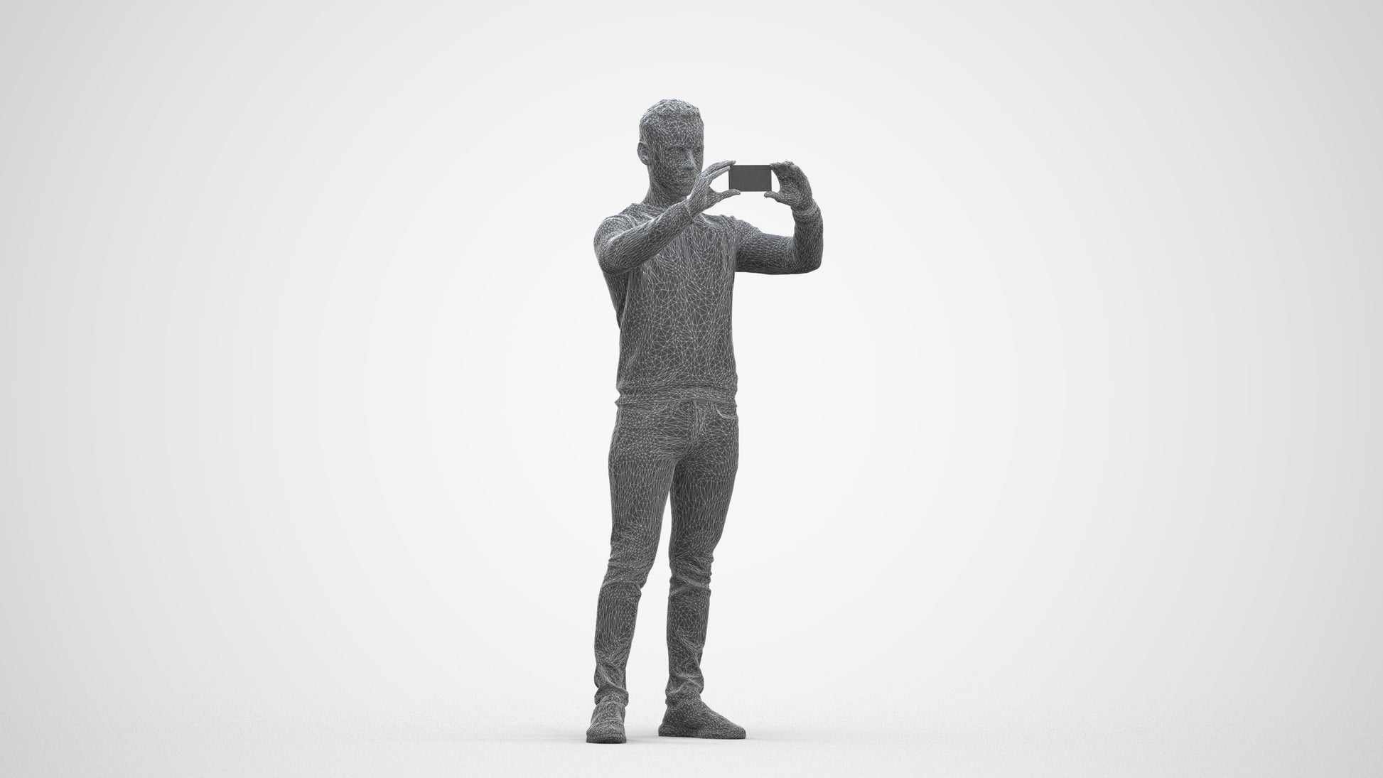 3D people model man casual standing, scanned human for 3ds Max rendering, three-quarter front view render