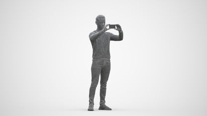 3D people model man casual standing, scanned human for 3ds Max rendering, three-quarter front view render