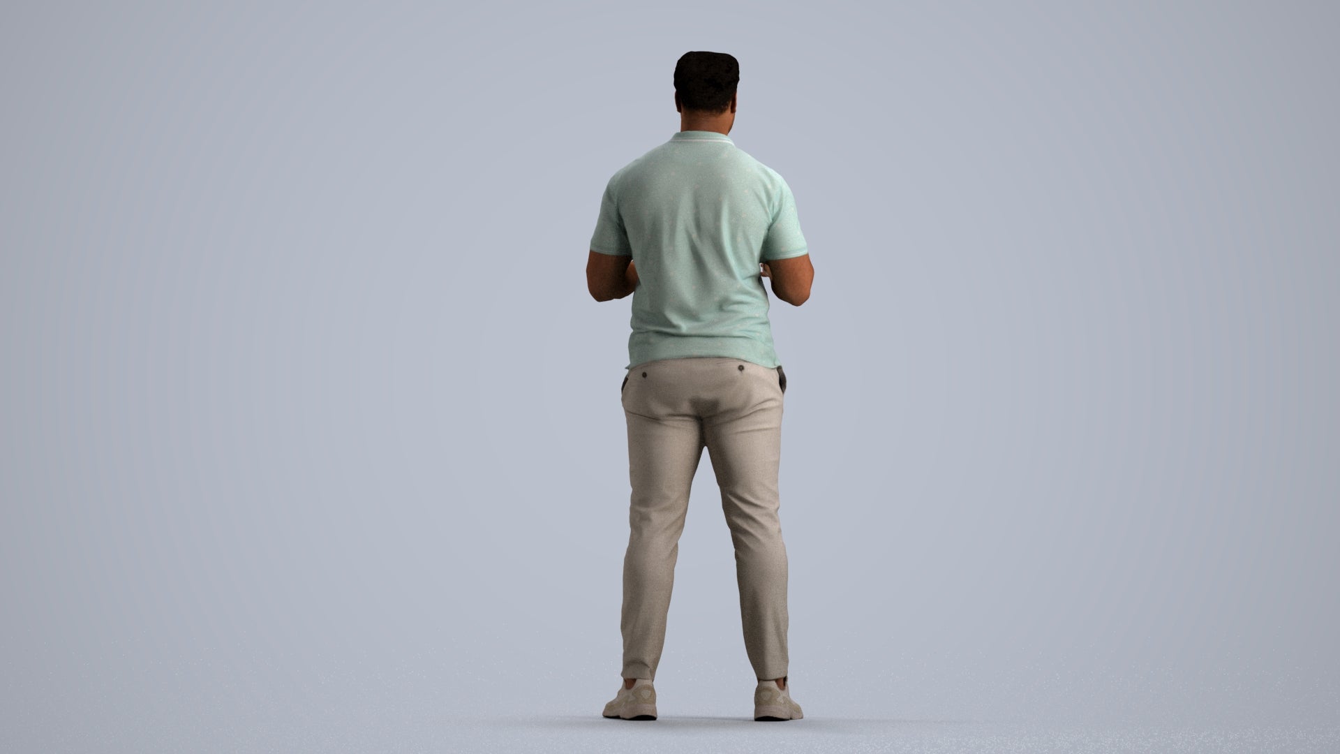 3D scanned man standing casual, photorealistic archviz people for Enscape and SketchUp, front view render