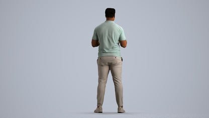 3D scanned man standing casual, photorealistic archviz people for Enscape and SketchUp, front view render