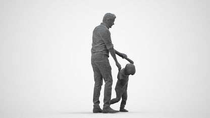 3D human model boy casual kids, photogrammetry scanned person for archviz, wireframe side view