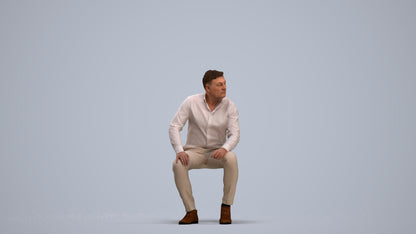 3D scanned man sitting casual, photorealistic archviz people for Enscape and SketchUp, standing pose render