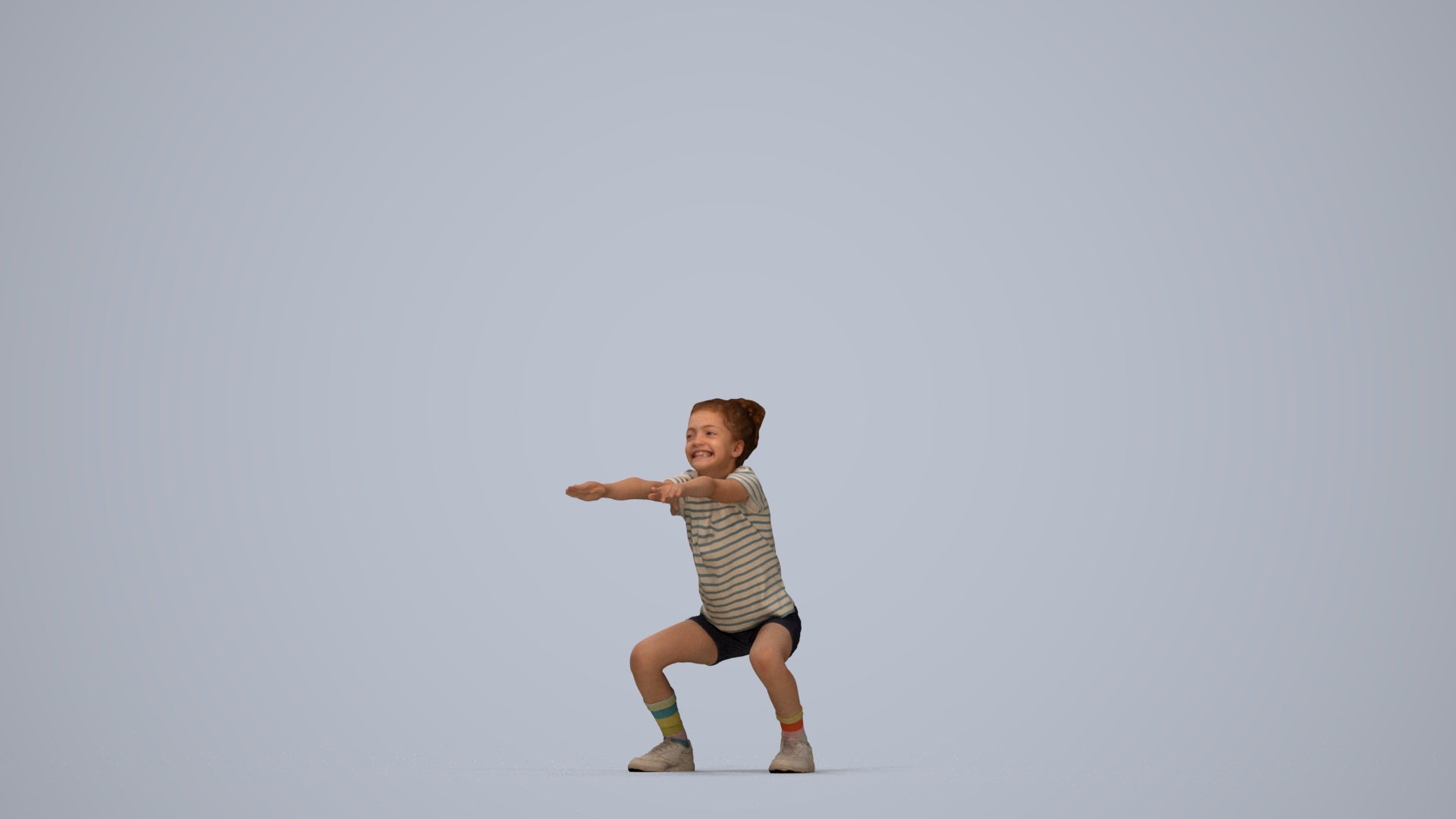 realistic 3D people girl casual kids, render-ready for V-Ray and Corona, FBX OBJ, top-down view render