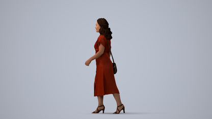 realistic 3D woman casual standing, scanned archviz people for Blender and 3ds Max, three-quarter view render