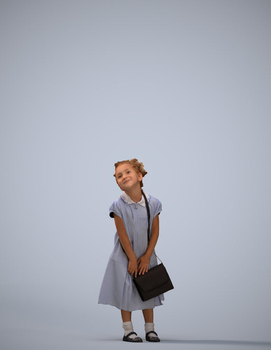 realistic 3D girl casual kids, scanned archviz people for Blender and 3ds Max