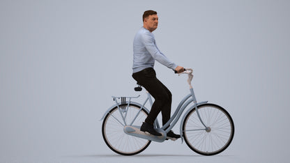 realistic 3D people man casual cycling, render-ready for V-Ray and Corona, FBX OBJ, side view render