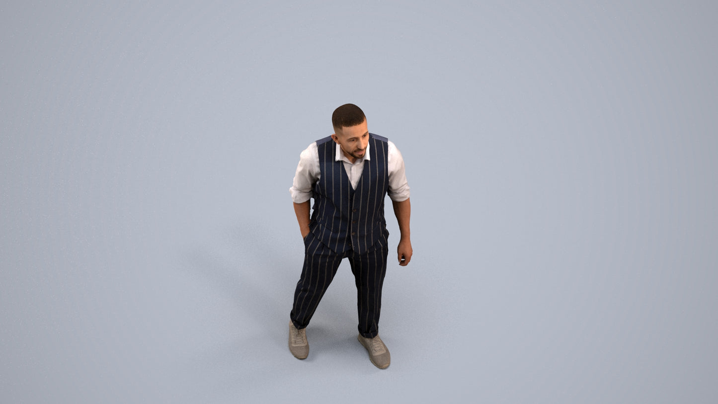 scanned 3D man business, photogrammetry people for Enscape and V-Ray, back view render