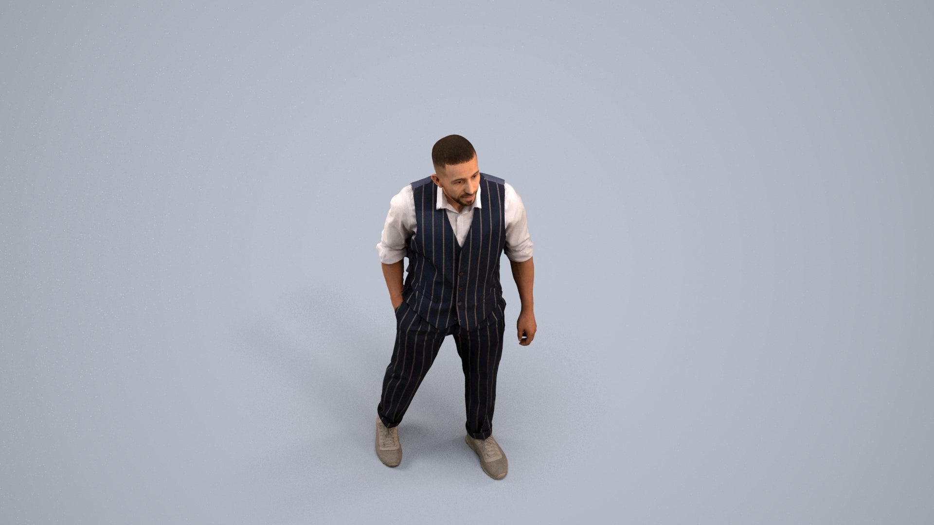 scanned 3D man business, photogrammetry people for Enscape and V-Ray, back view render