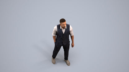 scanned 3D man business, photogrammetry people for Enscape and V-Ray, back view render