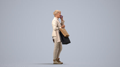 3D people model senior woman casual mix, scanned human for 3ds Max rendering, side view render