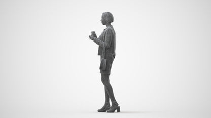 realistic 3D human woman casual standing, archviz people FBX OBJ for Blender, square thumbnail