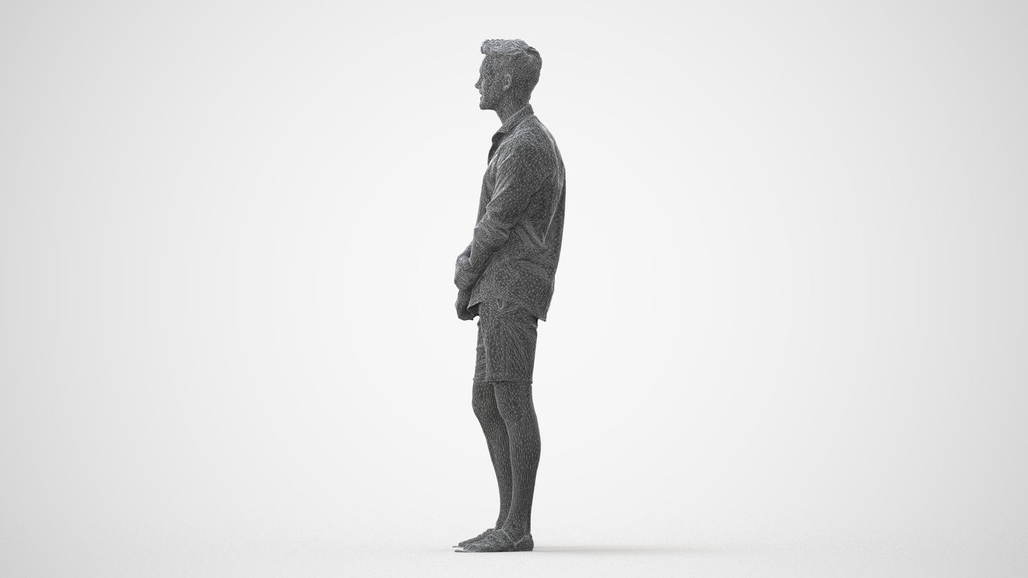 3D scanned man standing casual, photorealistic archviz people for Enscape and SketchUp, square thumbnail