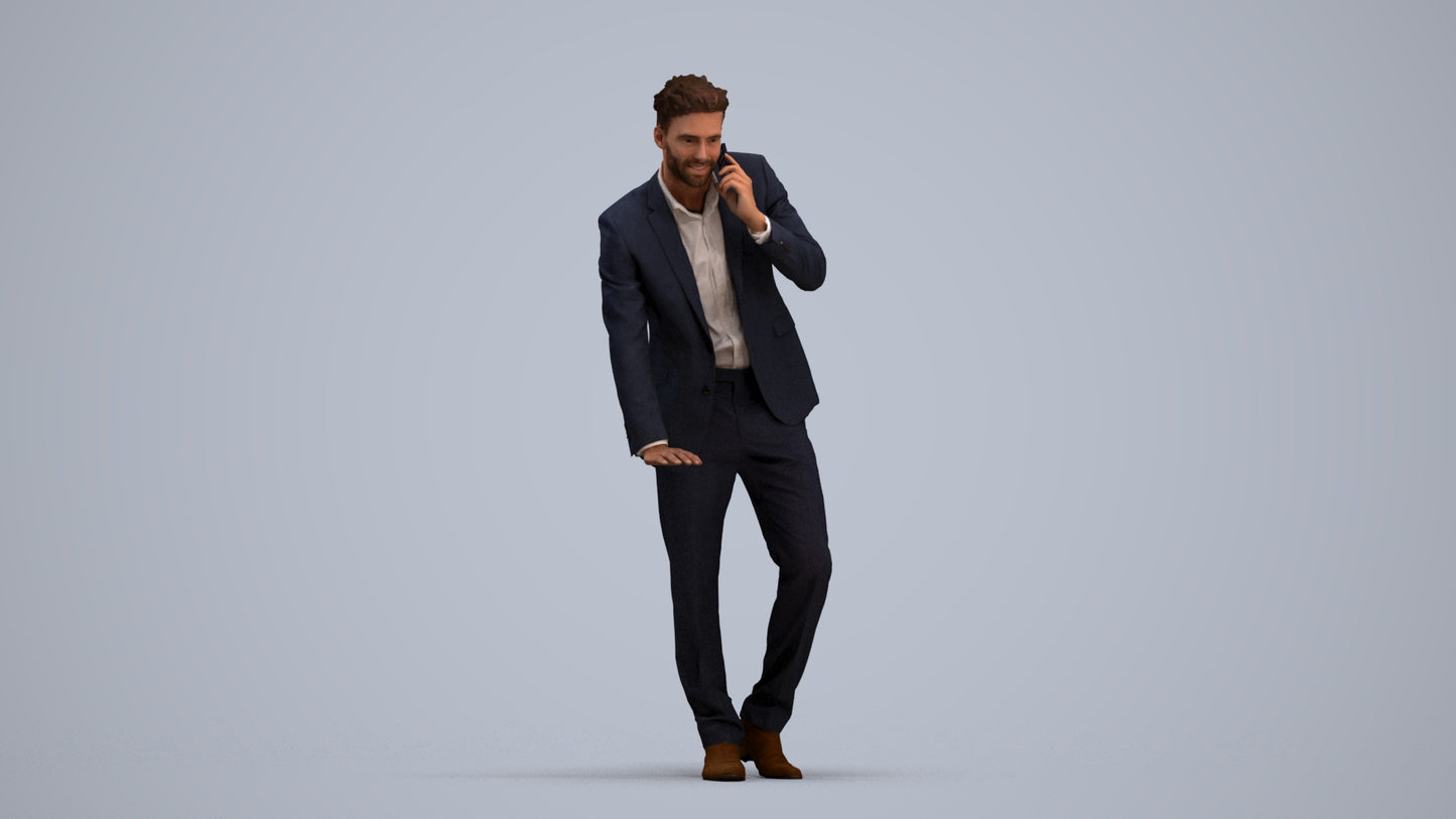 realistic 3D human man business, archviz people FBX OBJ for Blender, standing pose render