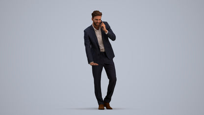 realistic 3D human man business, archviz people FBX OBJ for Blender, standing pose render