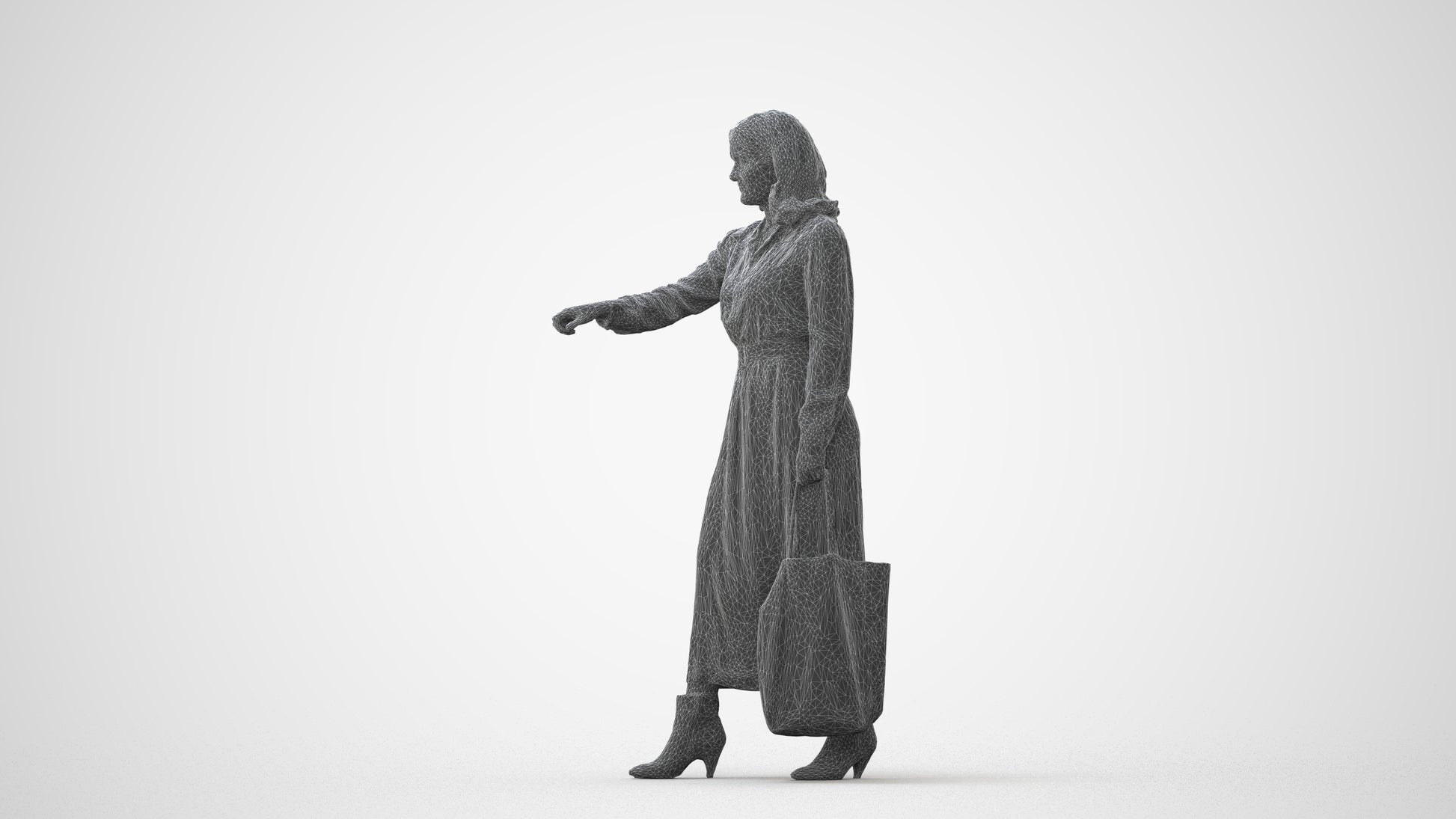 realistic 3D woman casual door, scanned archviz people for Blender and 3ds Max, square thumbnail