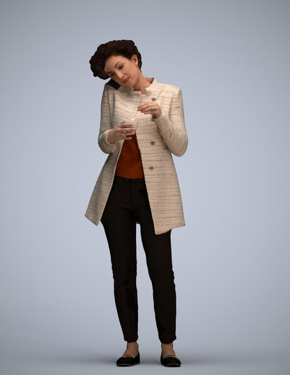 scanned 3D woman business standing, photogrammetry people for Enscape and V-Ray