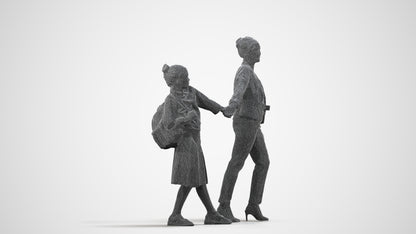 realistic 3D people girl kids, render-ready for V-Ray and Corona, FBX OBJ, wireframe side view