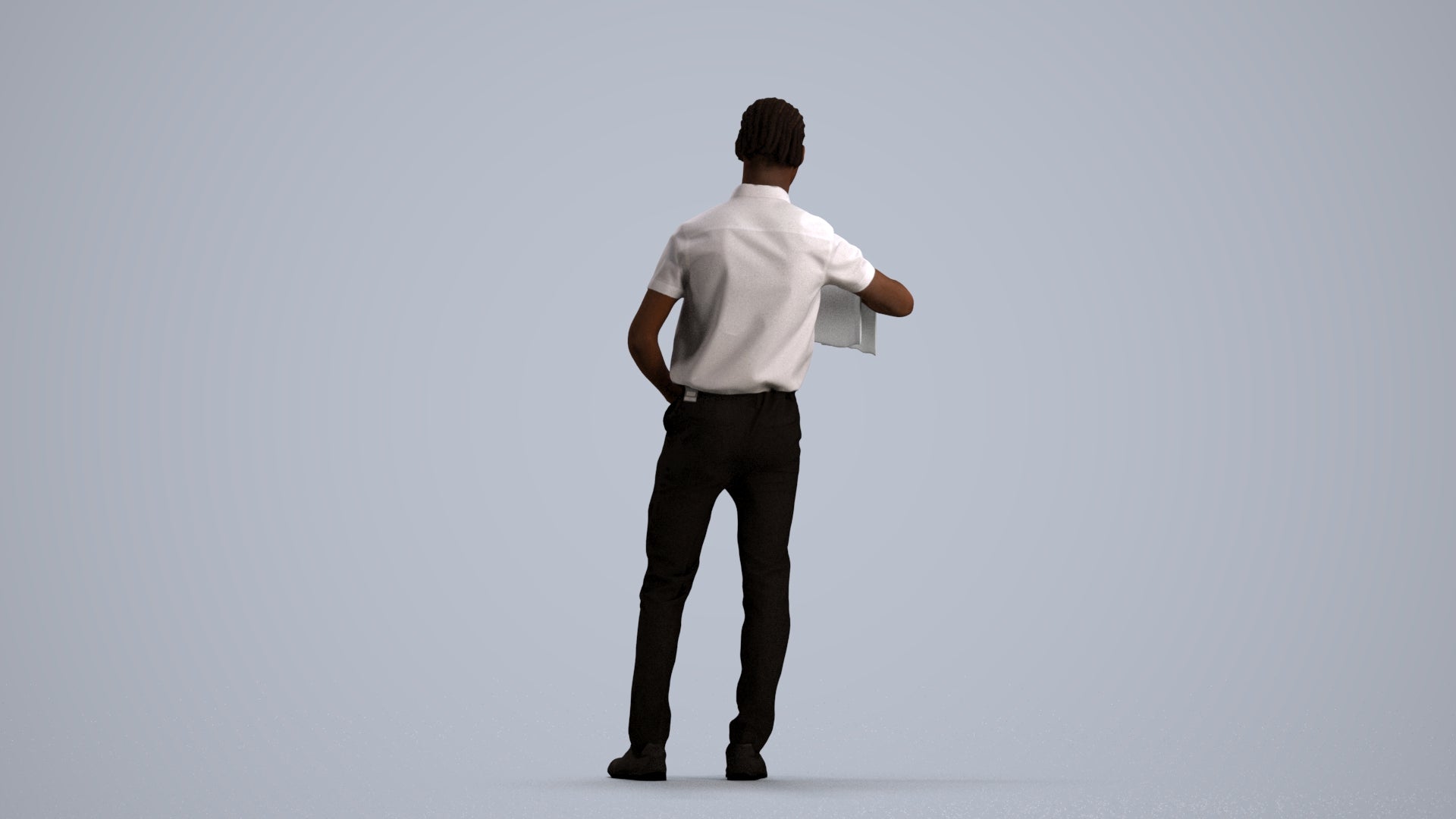 realistic 3D human boy hospitality, archviz people FBX OBJ for Blender, front view render