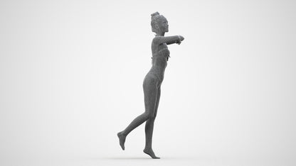 photogrammetry 3D woman pool, realistic human model archviz FBX, wireframe side view
