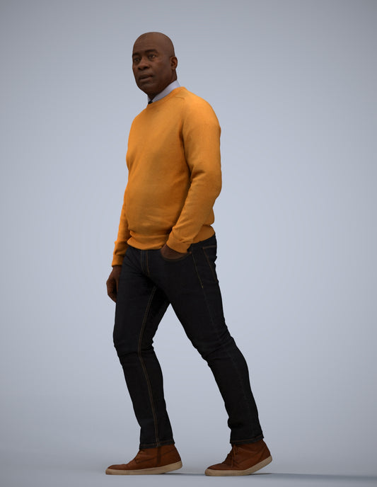 realistic 3D human man casual walking, archviz people FBX OBJ for Blender