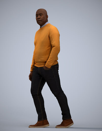 realistic 3D human man casual walking, archviz people FBX OBJ for Blender