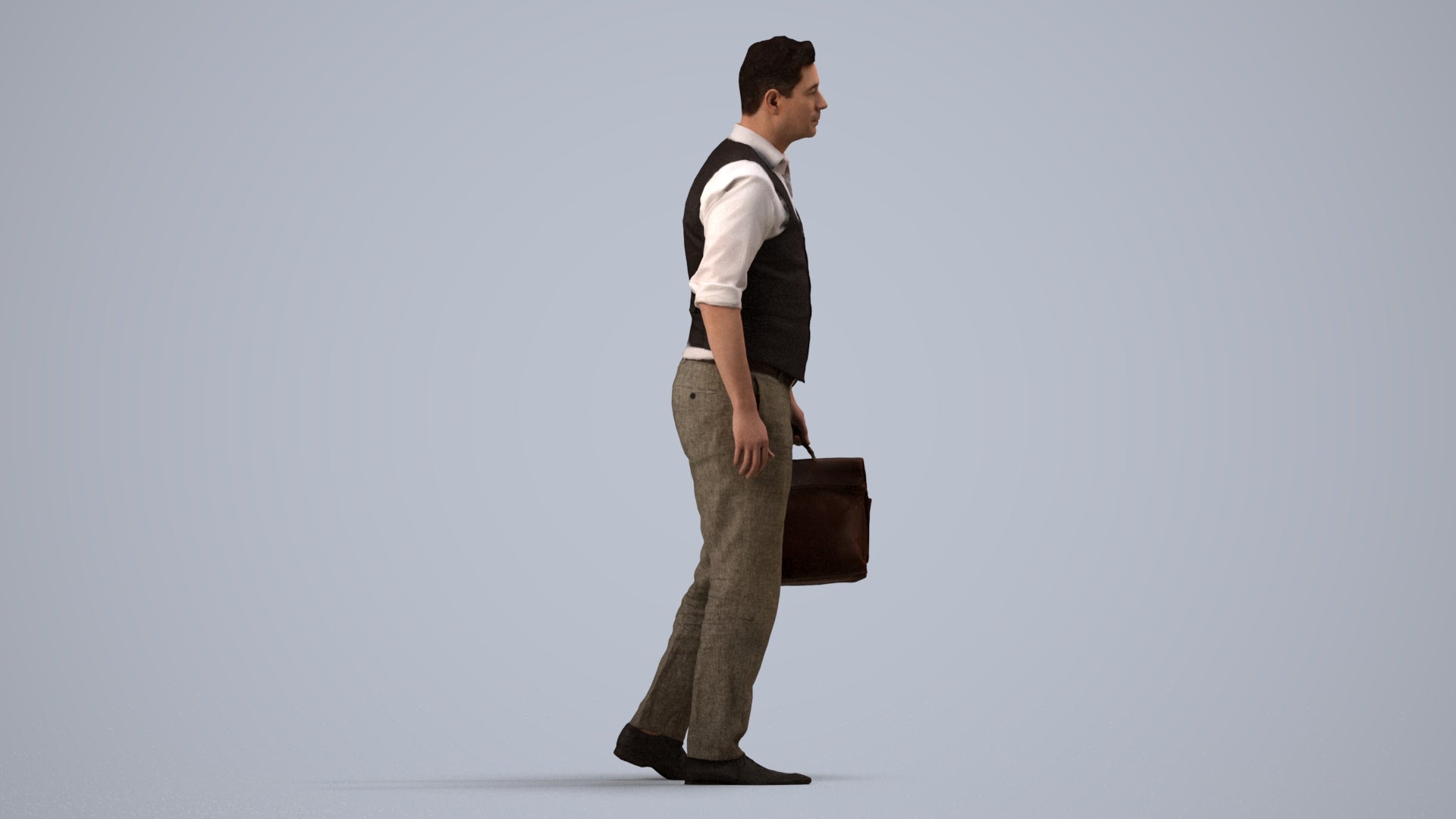 realistic 3D people man business walking, render-ready for V-Ray and Corona, FBX OBJ, side view render