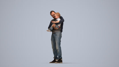 3D people model boy casual kids, scanned human for 3ds Max rendering, top-down view render
