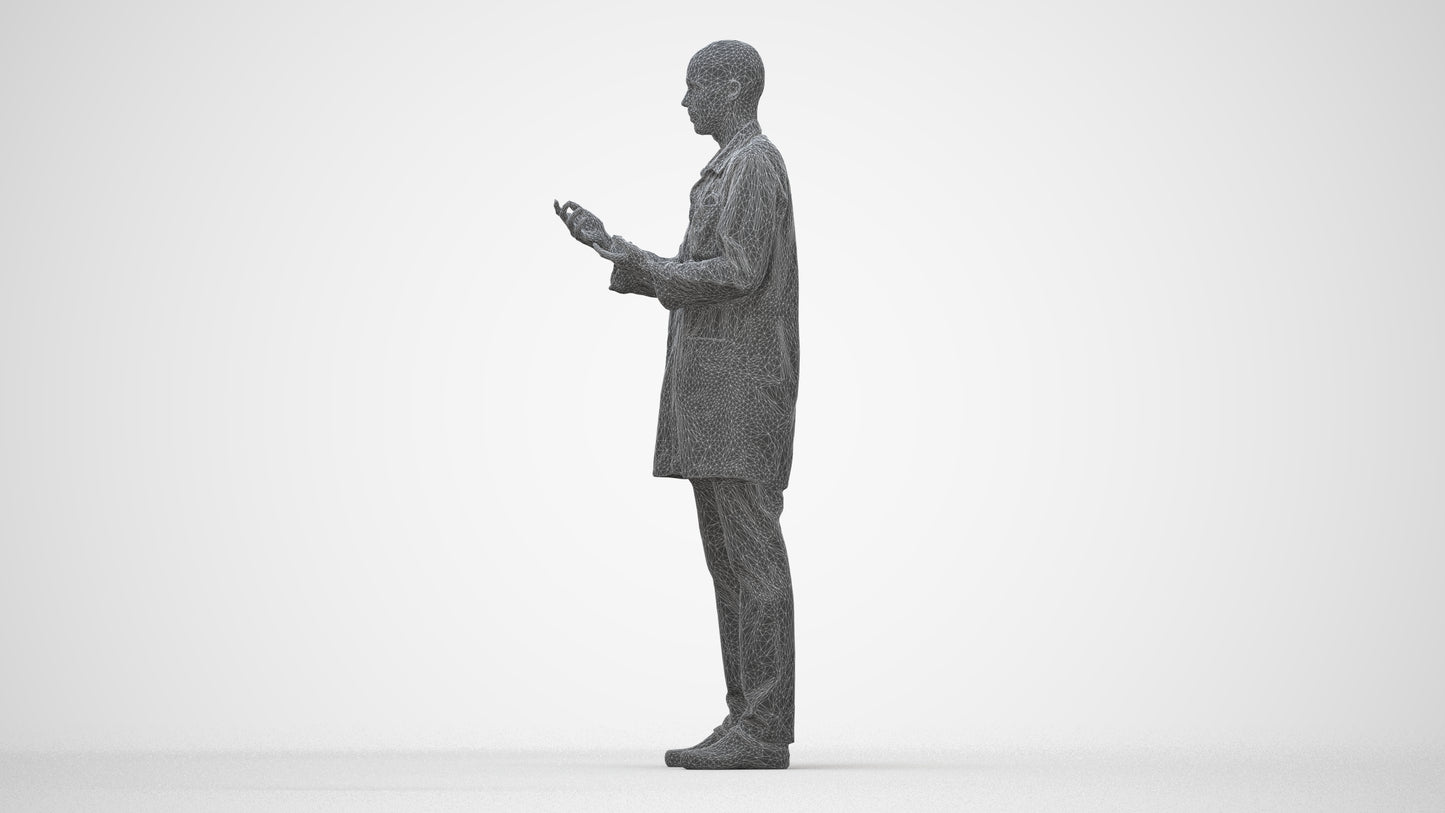photogrammetry 3D man medical, realistic human model archviz FBX, wireframe back view