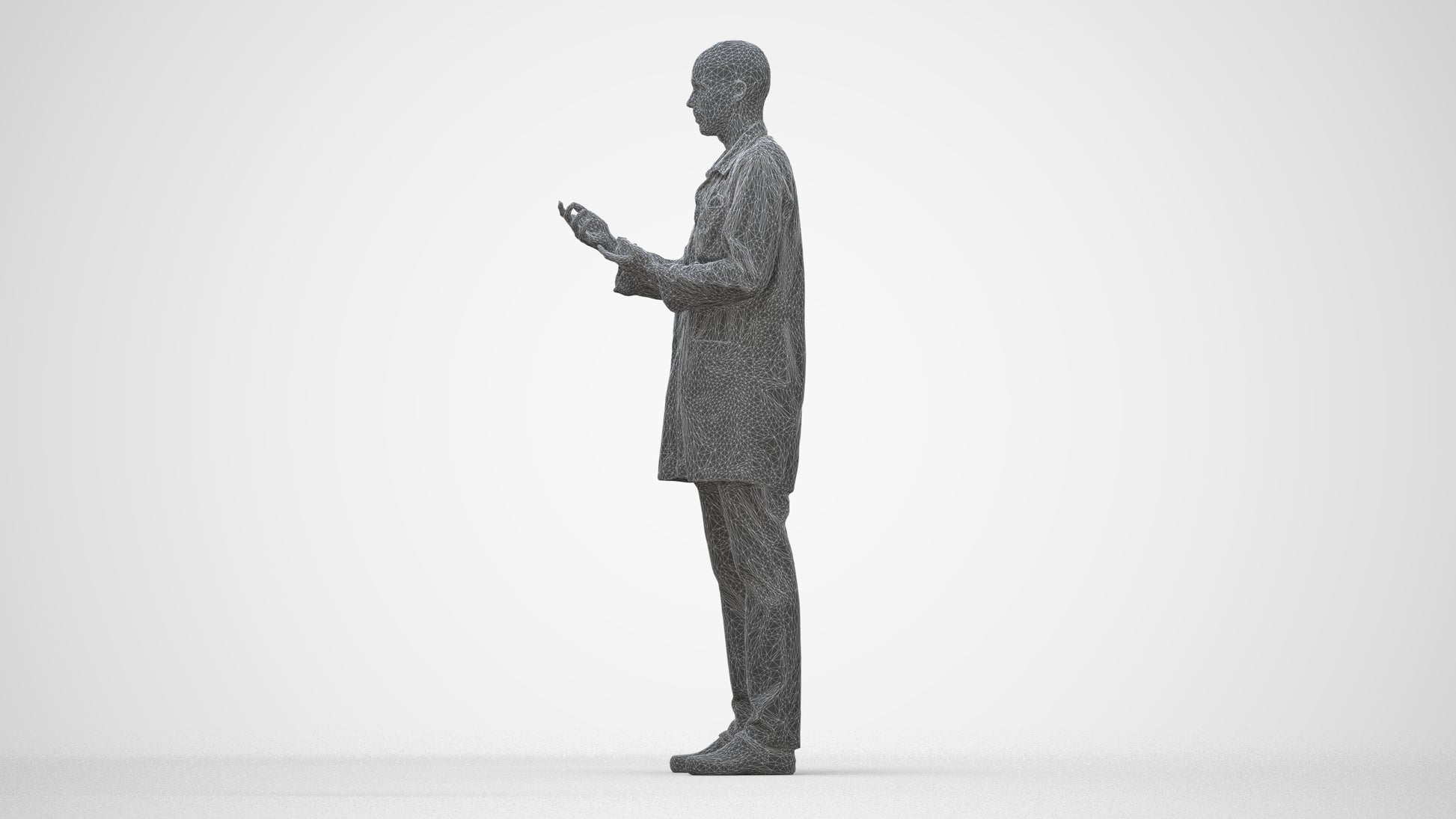 photogrammetry 3D man medical, realistic human model archviz FBX, wireframe back view