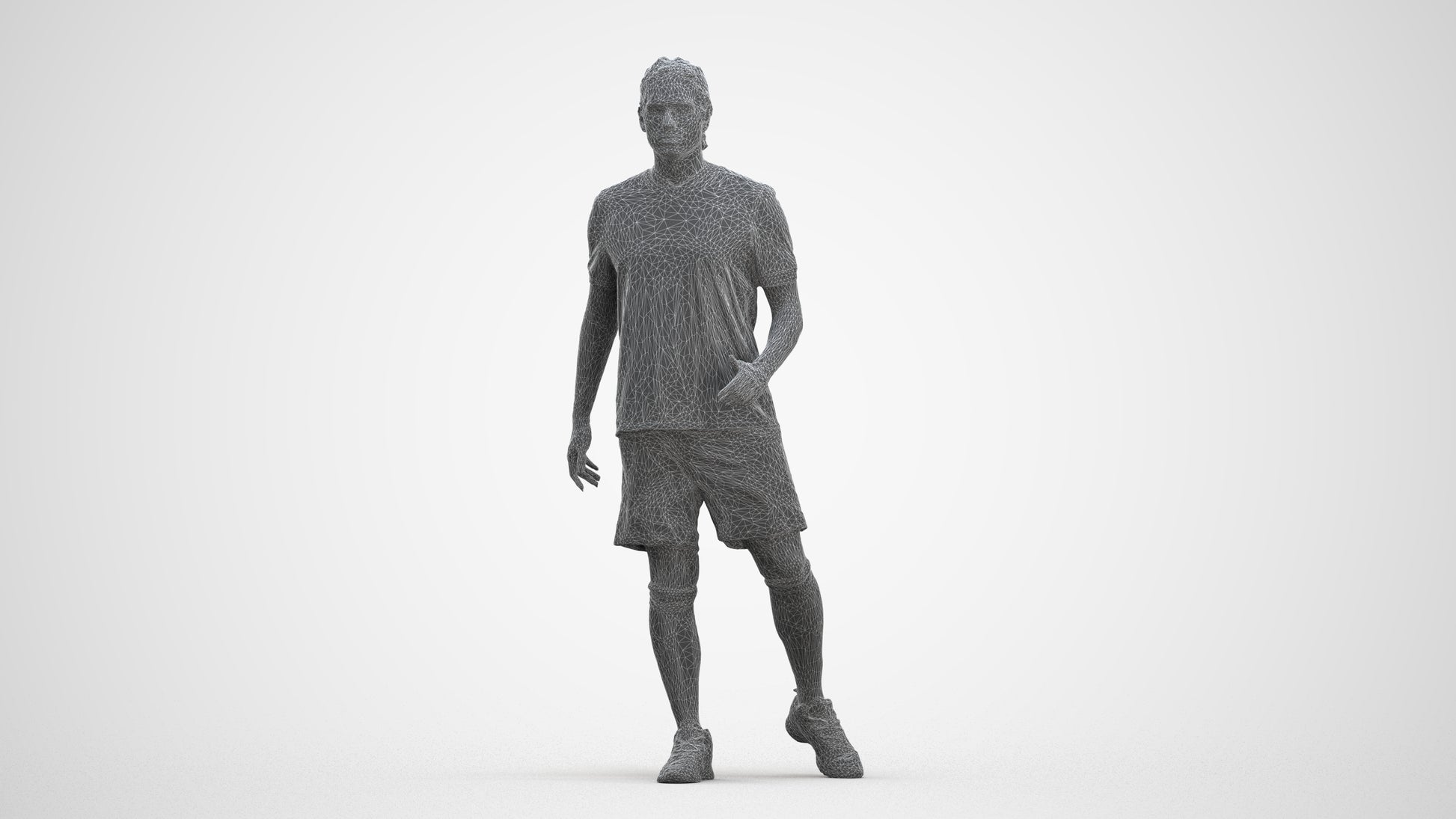 photogrammetry 3D man sport, realistic human model archviz FBX, three-quarter front view render