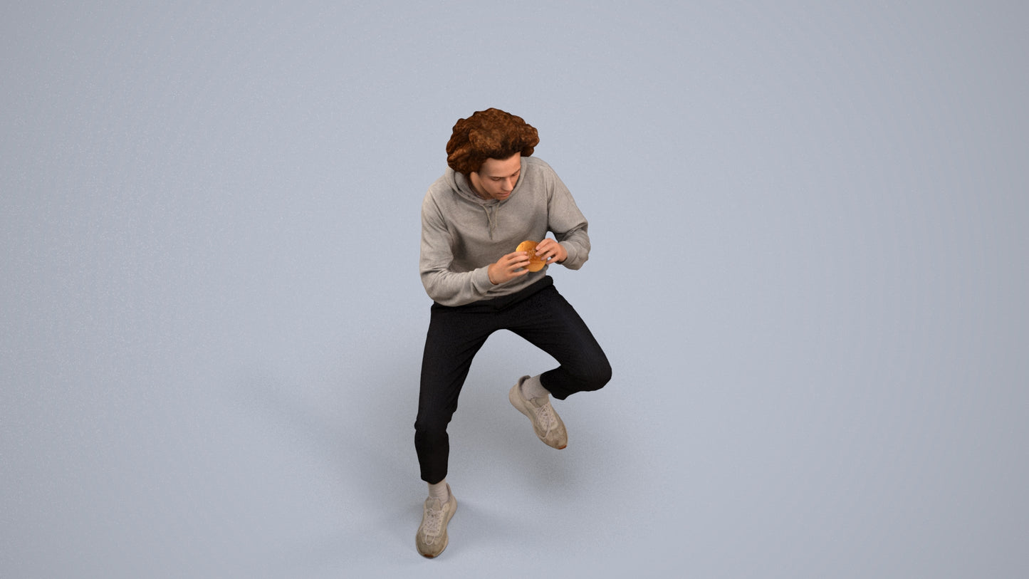 realistic 3D people man casual sitting, render-ready for V-Ray and Corona, FBX OBJ, back view render