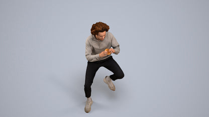 realistic 3D people man casual sitting, render-ready for V-Ray and Corona, FBX OBJ, back view render