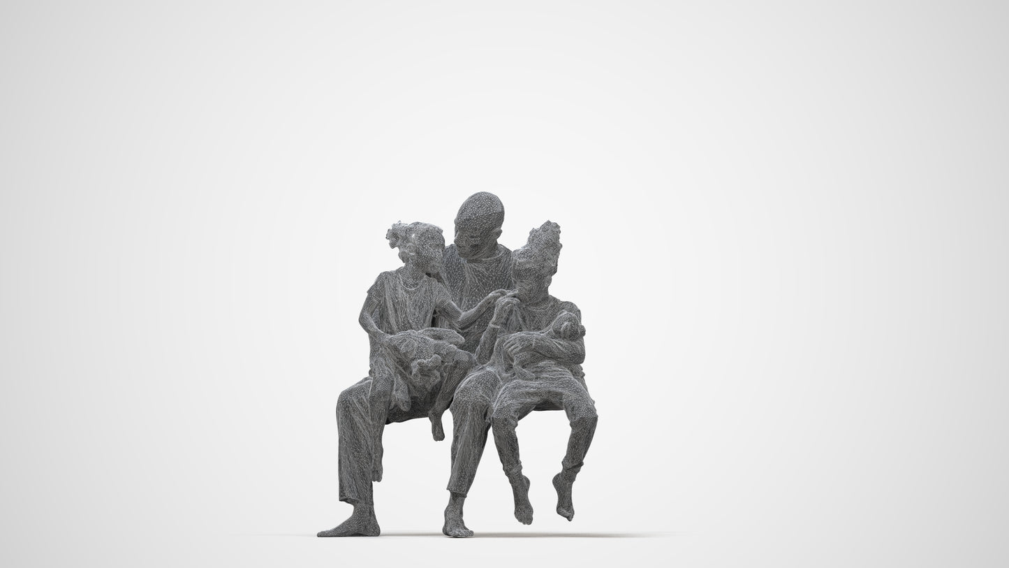 realistic 3D human girl casual kids, archviz people FBX OBJ for Blender, wireframe back view