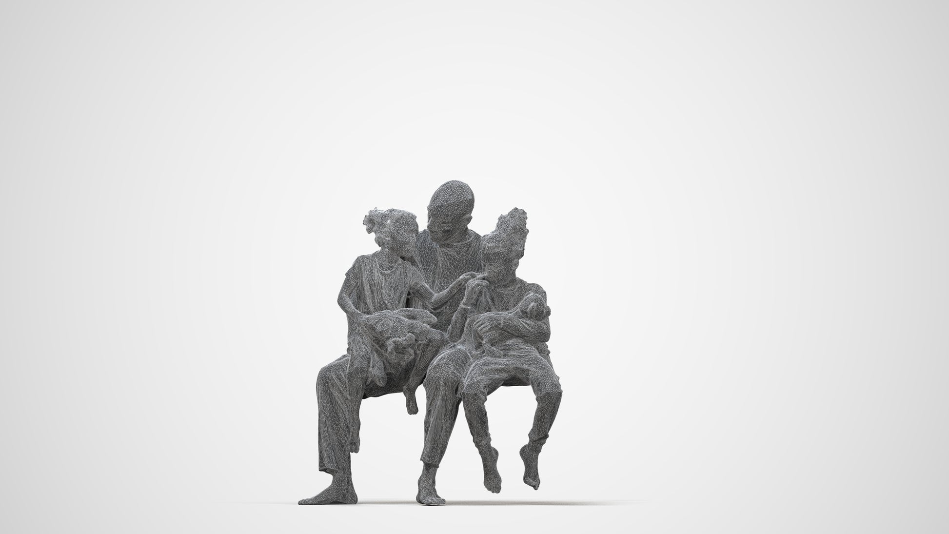 realistic 3D human girl casual kids, archviz people FBX OBJ for Blender, wireframe back view