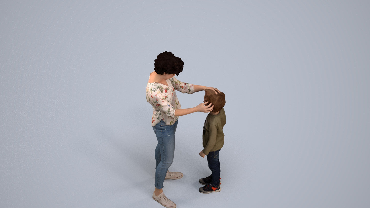 realistic 3D people girl casual kids, render-ready for V-Ray and Corona, FBX OBJ, back view render