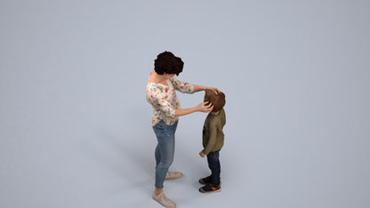 realistic 3D people girl casual kids, render-ready for V-Ray and Corona, FBX OBJ, back view render