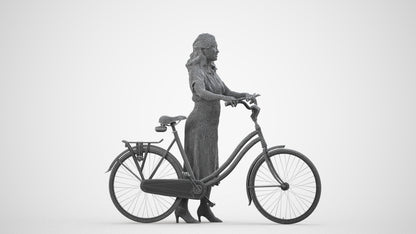 3D people model woman casual mix, scanned human for 3ds Max rendering, wireframe side view