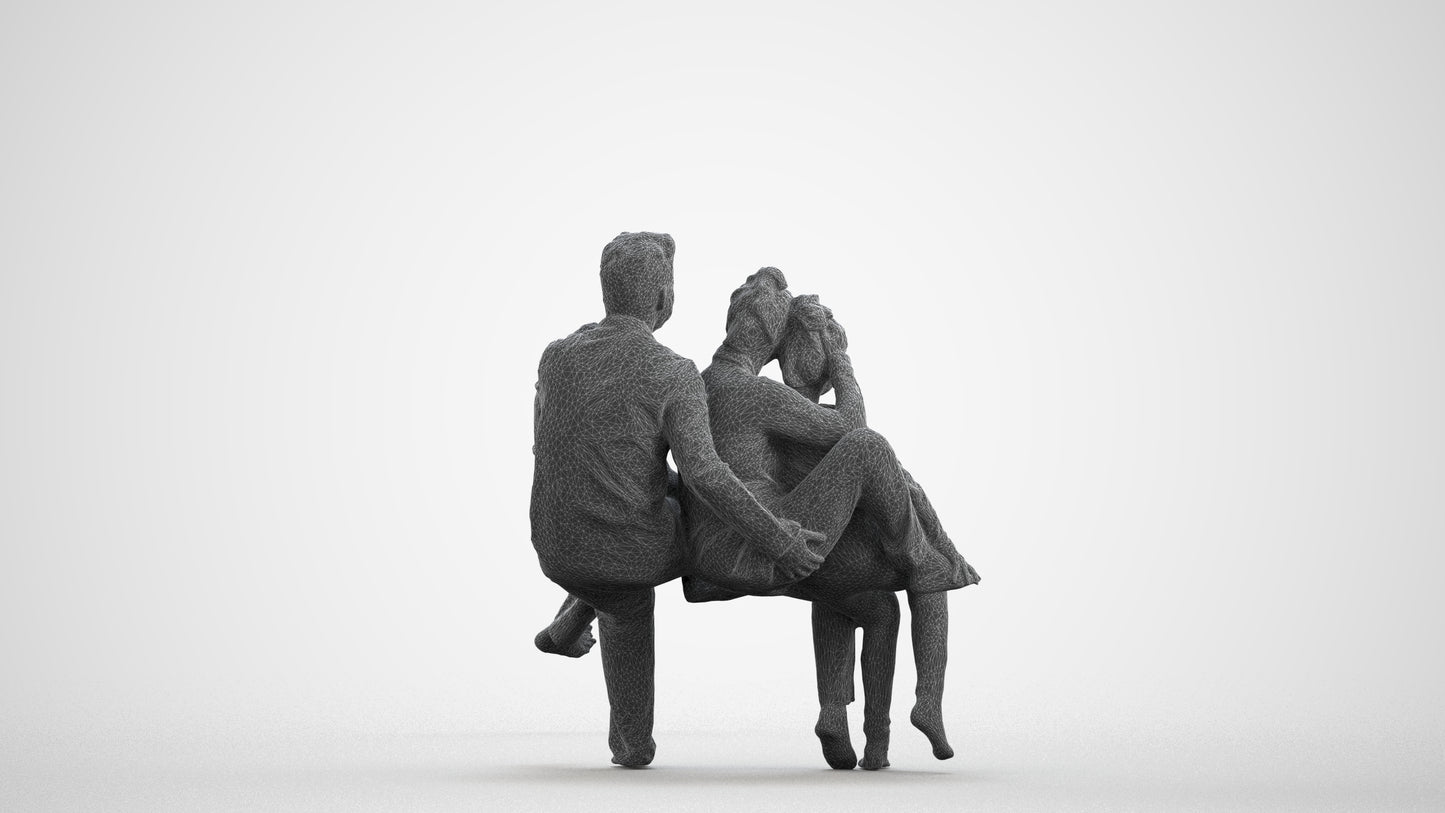3D people model girl kids, scanned human for 3ds Max rendering, wireframe front view