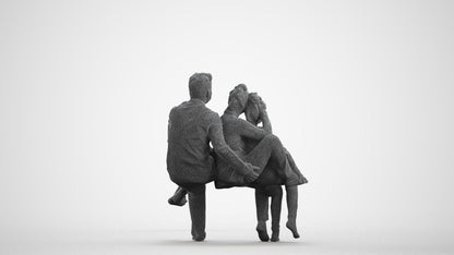 3D people model girl kids, scanned human for 3ds Max rendering, wireframe front view
