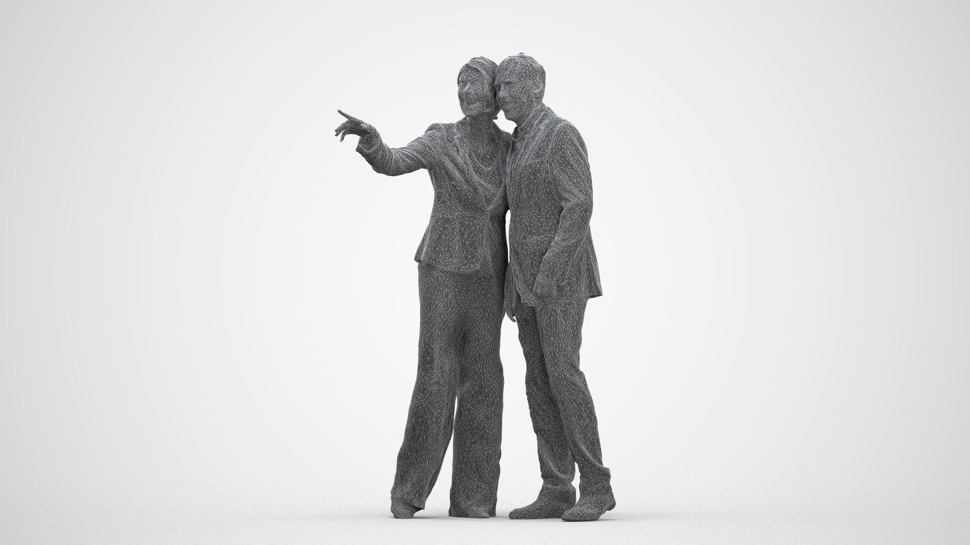 3D people model woman business, scanned human for 3ds Max rendering, three-quarter front view render