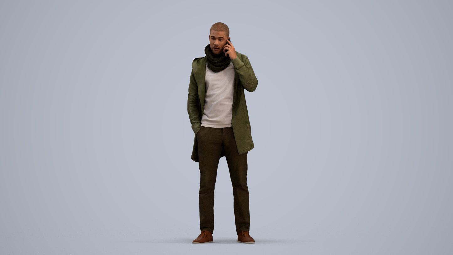 3D scanned man standing casual, photorealistic archviz people for Enscape and SketchUp, standing pose render