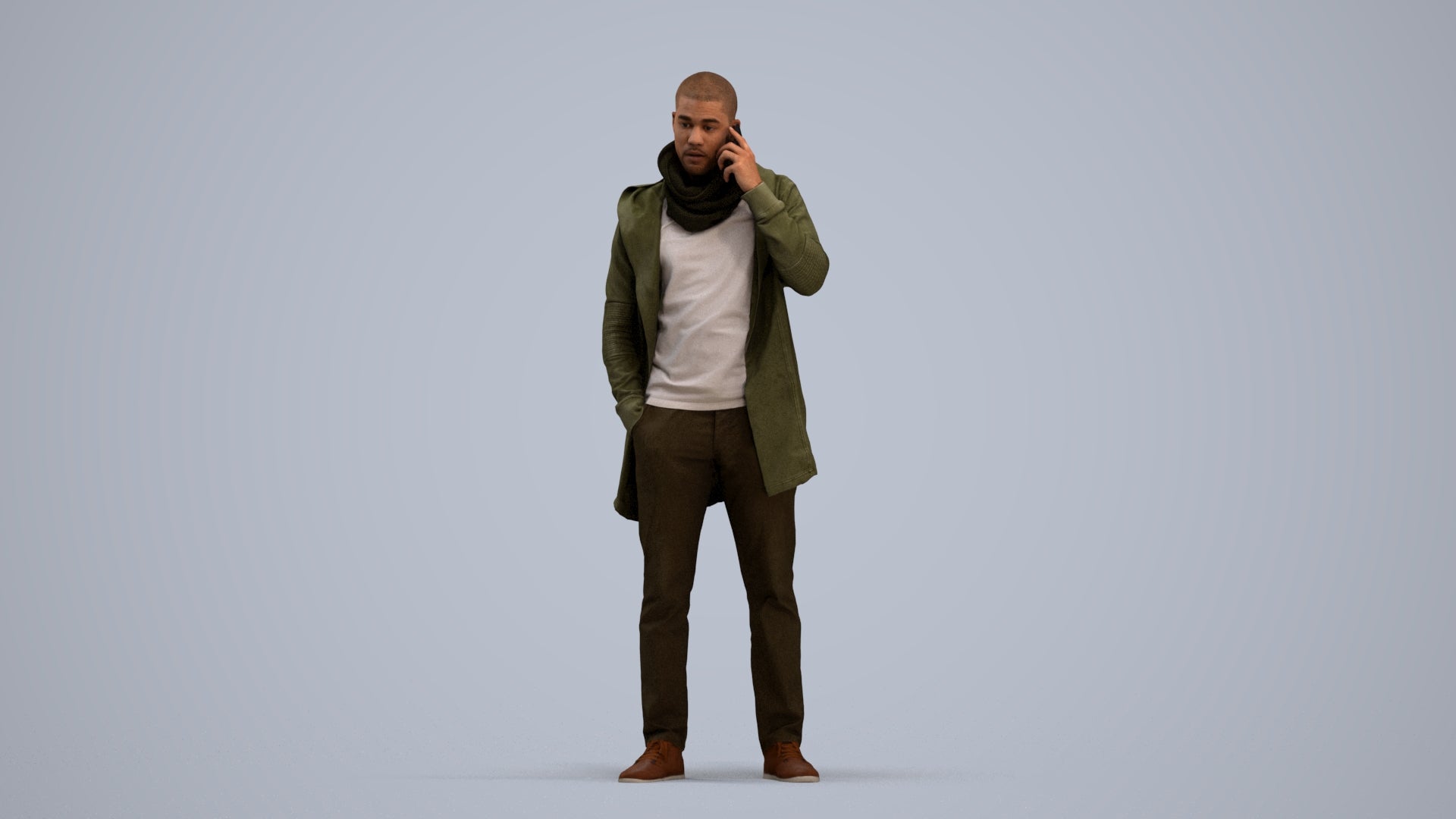 3D scanned man standing casual, photorealistic archviz people for Enscape and SketchUp, standing pose render