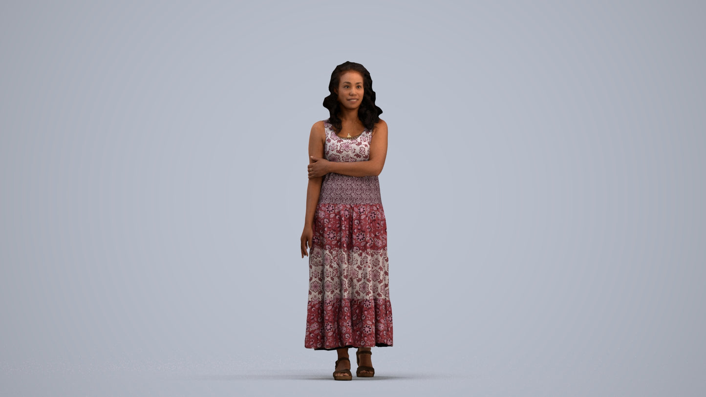 photogrammetry 3D woman casual walking, realistic human model archviz FBX, standing pose render