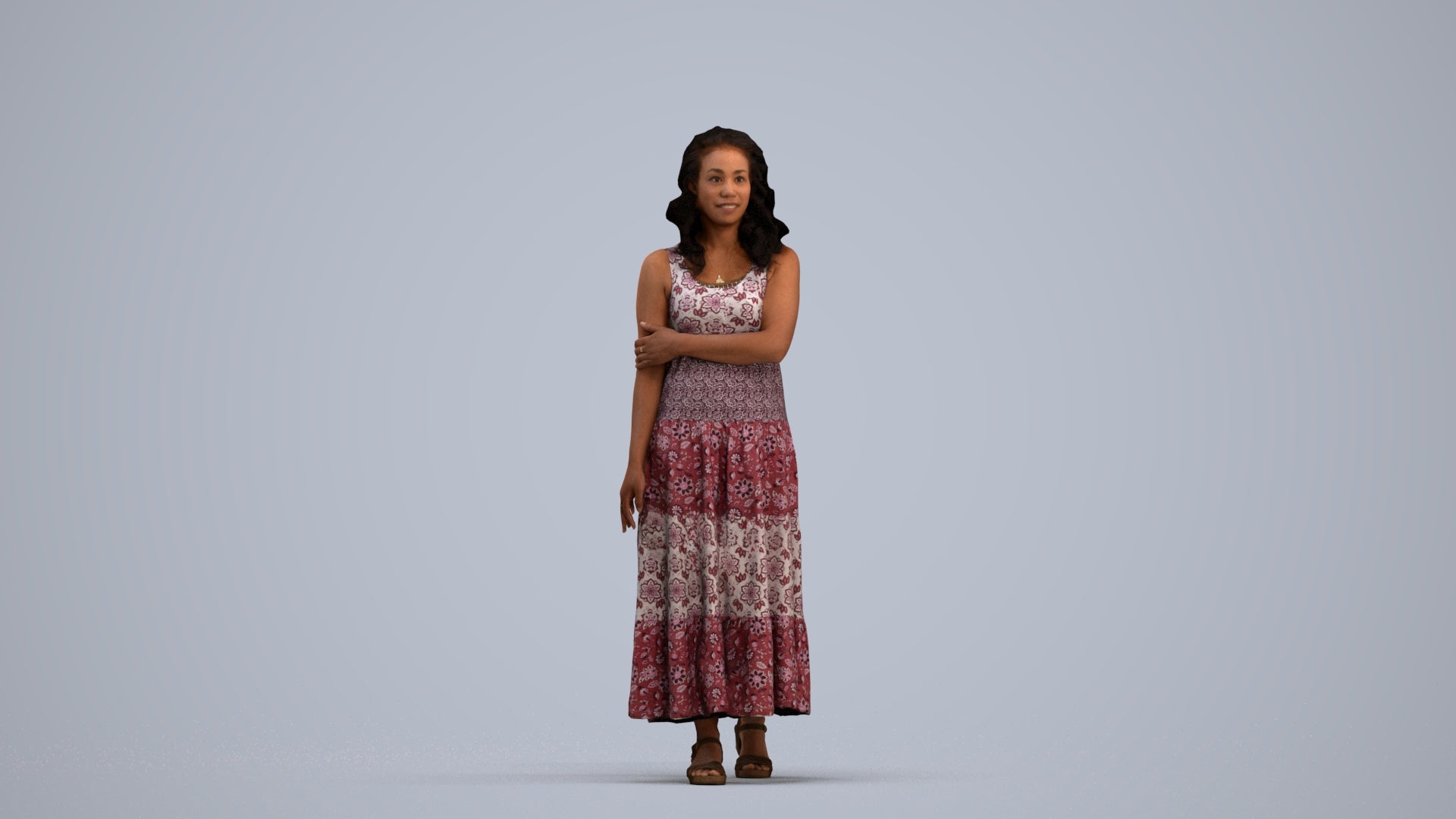 photogrammetry 3D woman casual walking, realistic human model archviz FBX, standing pose render