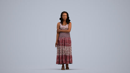 photogrammetry 3D woman casual walking, realistic human model archviz FBX, standing pose render