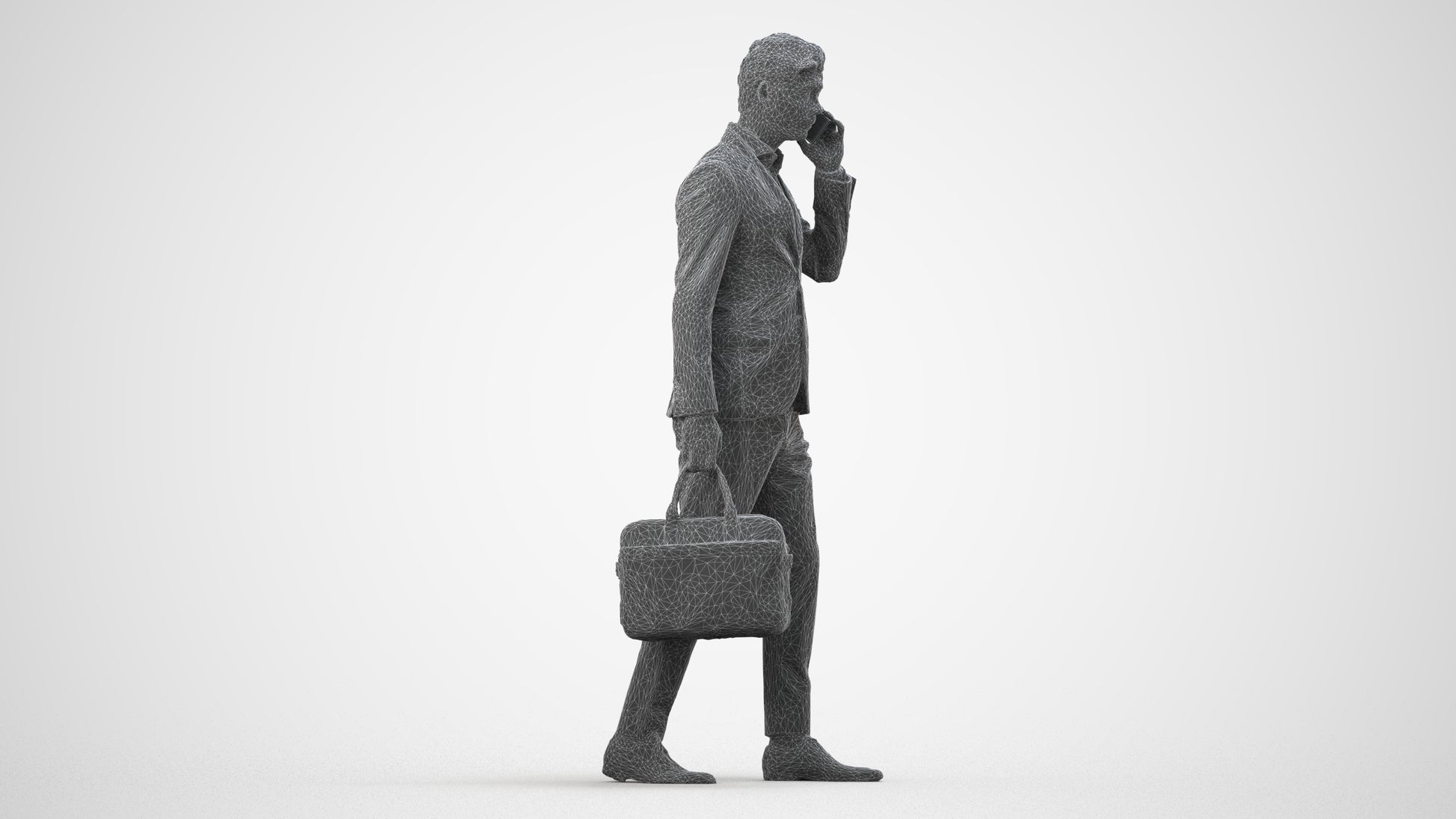 photogrammetry 3D man business, realistic human model archviz FBX, wireframe side view